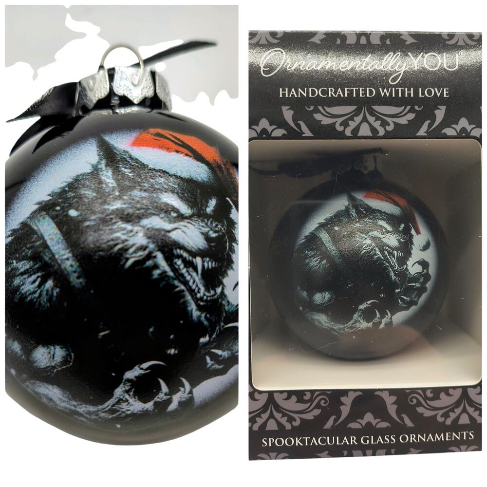 Black Glass Werewolf Ornament – Dark Christmas Decor, Gothic Holiday Gift